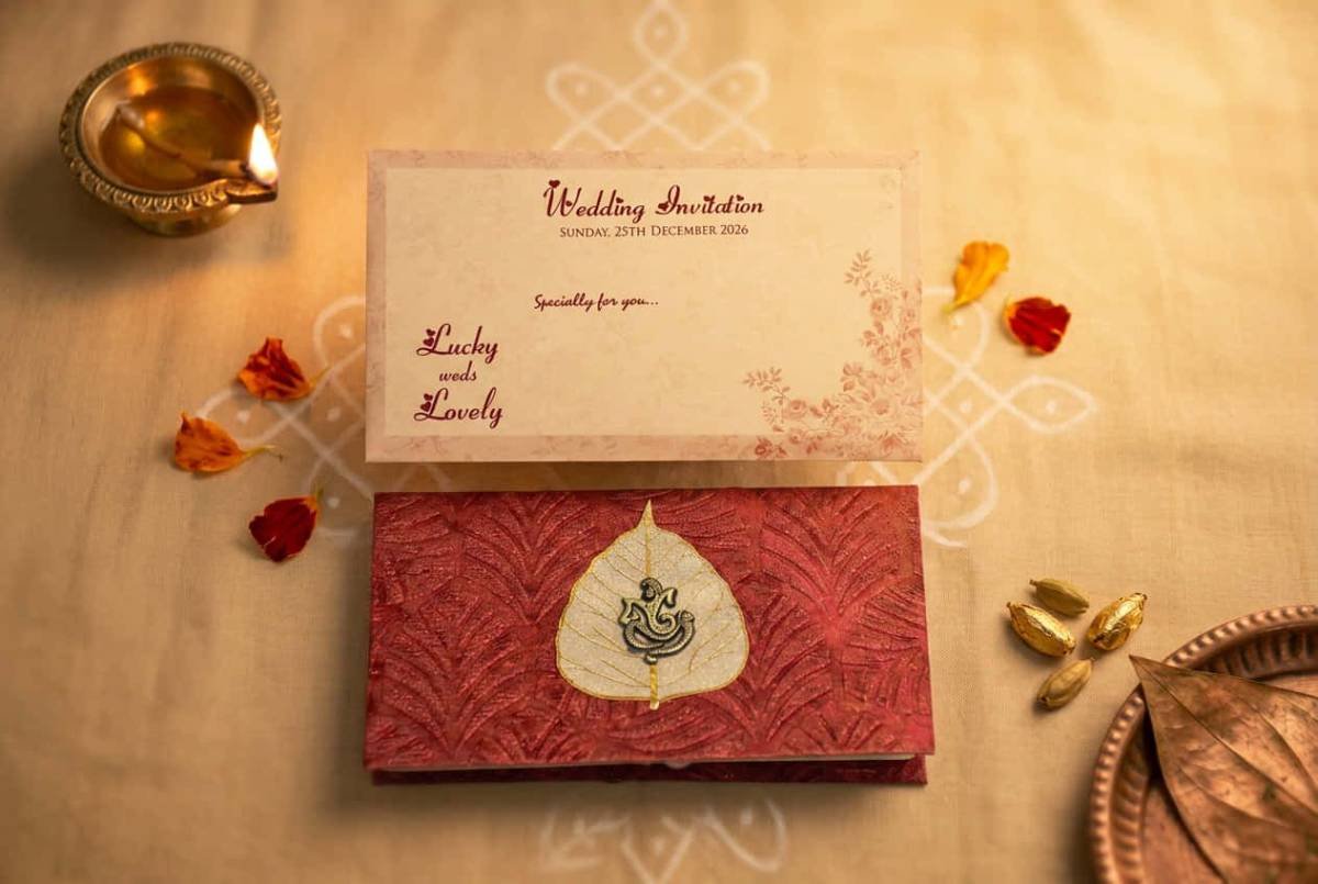 Maroon Golden Invitation